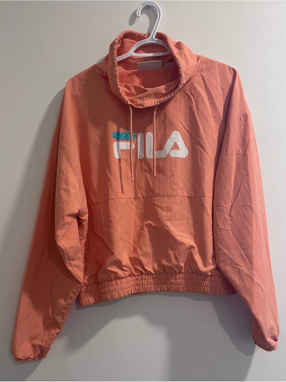 FILA Coral-Peach Pullover Bomber Jacket with Logo